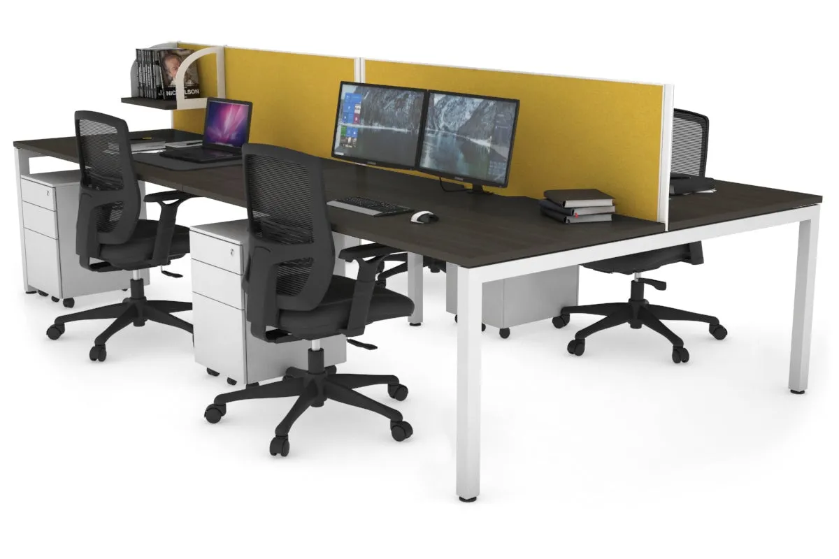 Quadro Square Legs 4 Person Office Workstation [1800L x 800W with Cable Scallop]