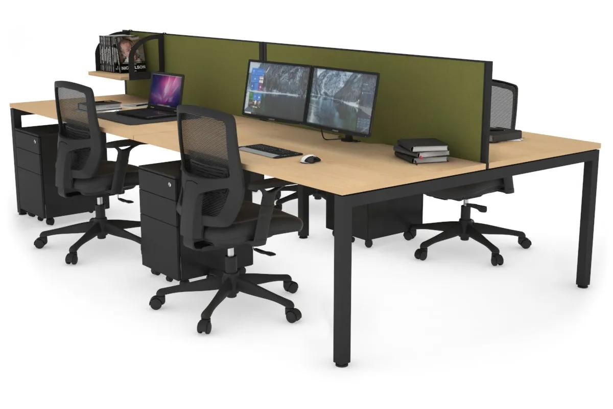Quadro Square Legs 4 Person Office Workstation [1800L x 800W with Cable Scallop]