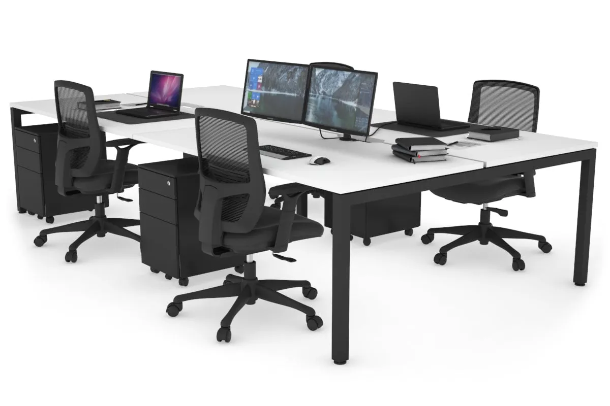 Quadro Square Legs 4 Person Office Workstation [1800L x 800W with Cable Scallop]