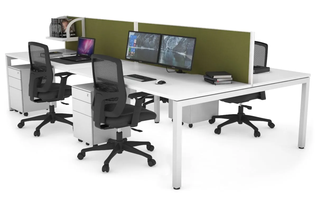 Quadro Square Legs 4 Person Office Workstation [1800L x 800W with Cable Scallop]