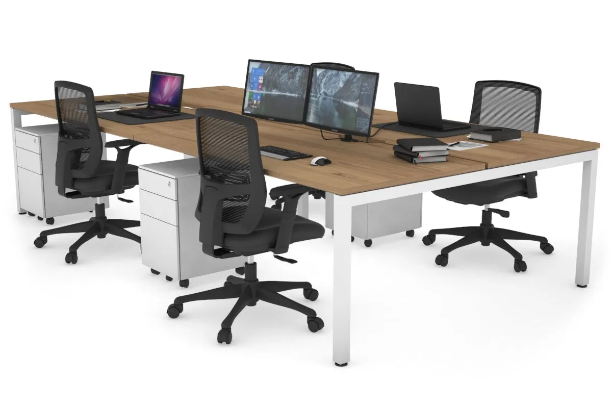 Quadro Square Legs 4 Person Office Workstation [1800L x 800W with Cable Scallop]