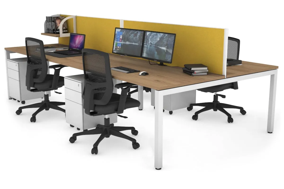 Quadro Square Legs 4 Person Office Workstation [1800L x 800W with Cable Scallop]