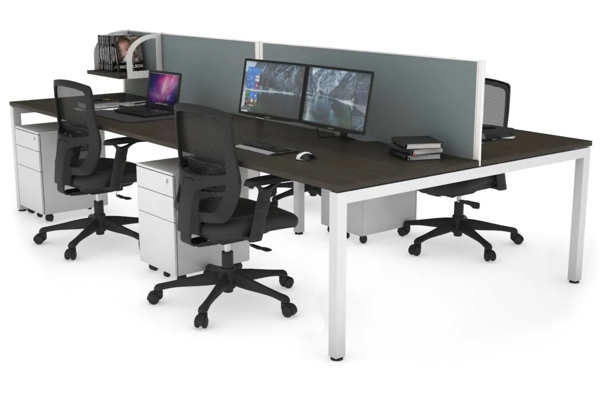 Quadro Square Legs 4 Person Office Workstation [1800L x 800W with Cable Scallop]