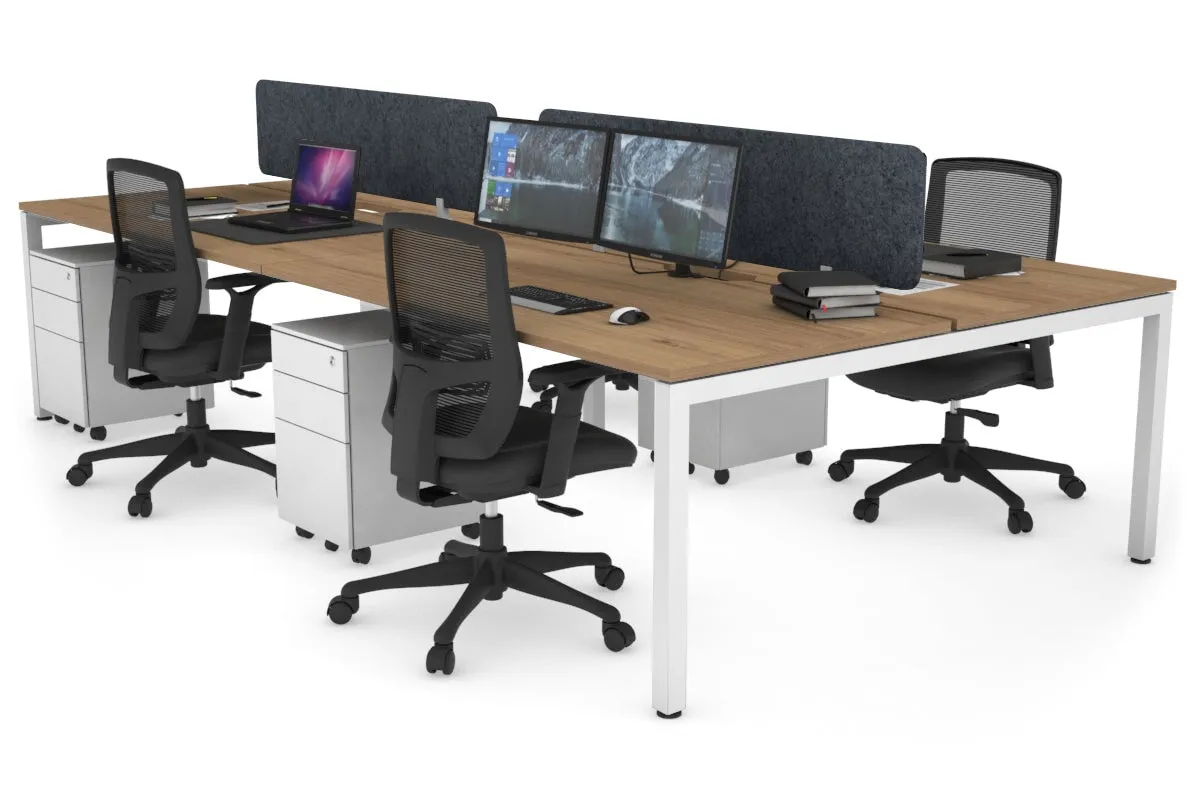 Quadro Square Legs 4 Person Office Workstation [1800L x 800W with Cable Scallop]