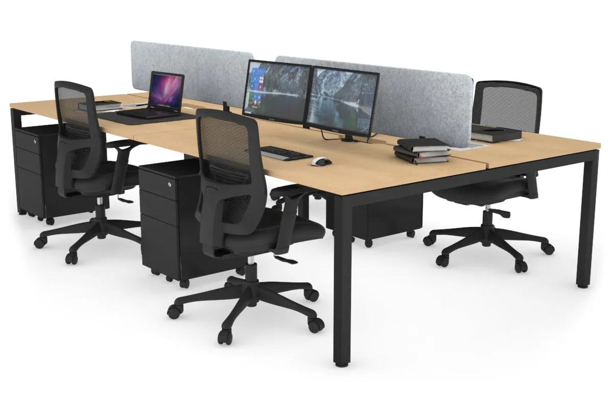 Quadro Square Legs 4 Person Office Workstation [1800L x 800W with Cable Scallop]