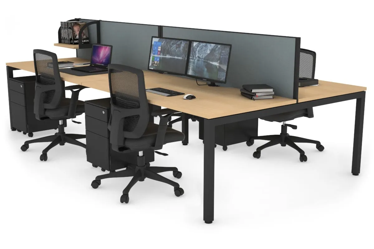 Quadro Square Legs 4 Person Office Workstation [1800L x 800W with Cable Scallop]