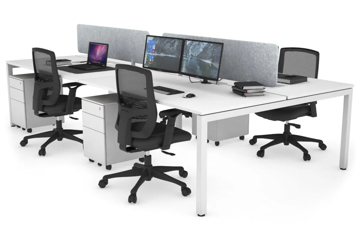 Quadro Square Legs 4 Person Office Workstation [1800L x 800W with Cable Scallop]
