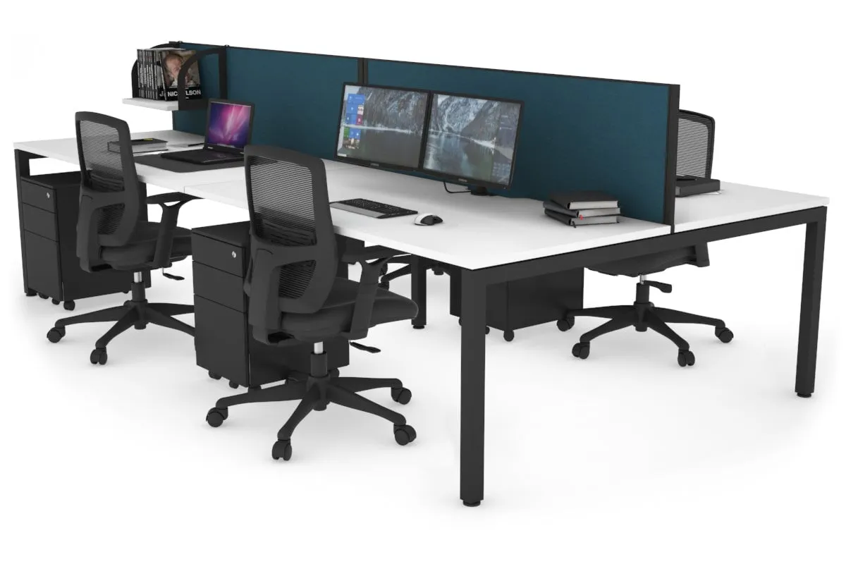 Quadro Square Legs 4 Person Office Workstation [1800L x 800W with Cable Scallop]