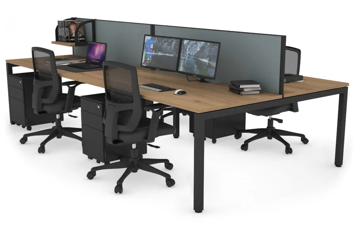 Quadro Square Legs 4 Person Office Workstation [1800L x 800W with Cable Scallop]