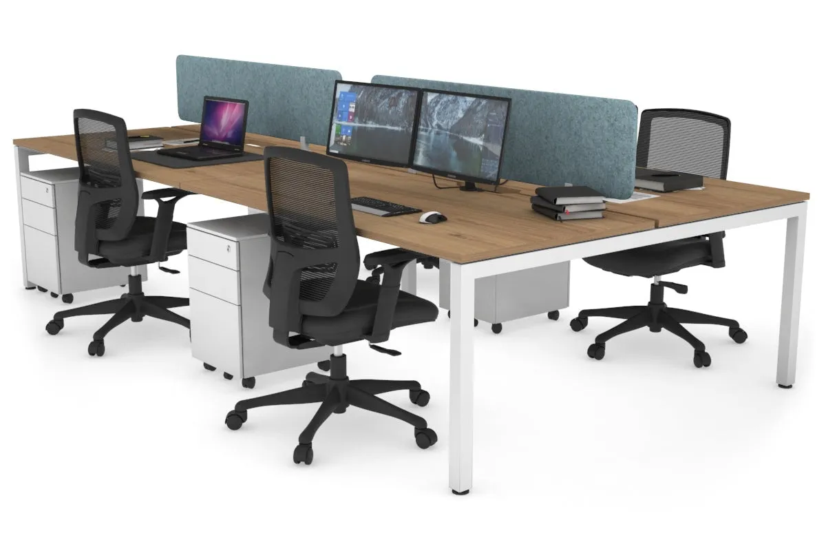 Quadro Square Legs 4 Person Office Workstation [1800L x 800W with Cable Scallop]