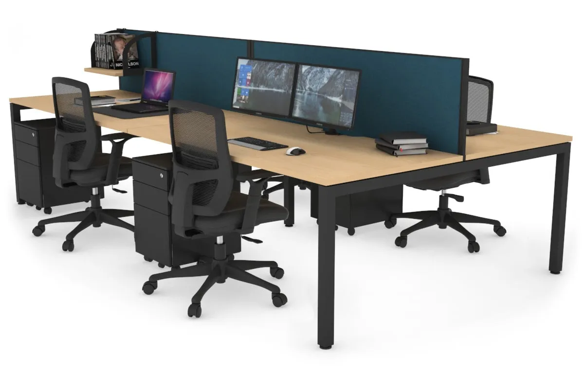 Quadro Square Legs 4 Person Office Workstation [1800L x 800W with Cable Scallop]