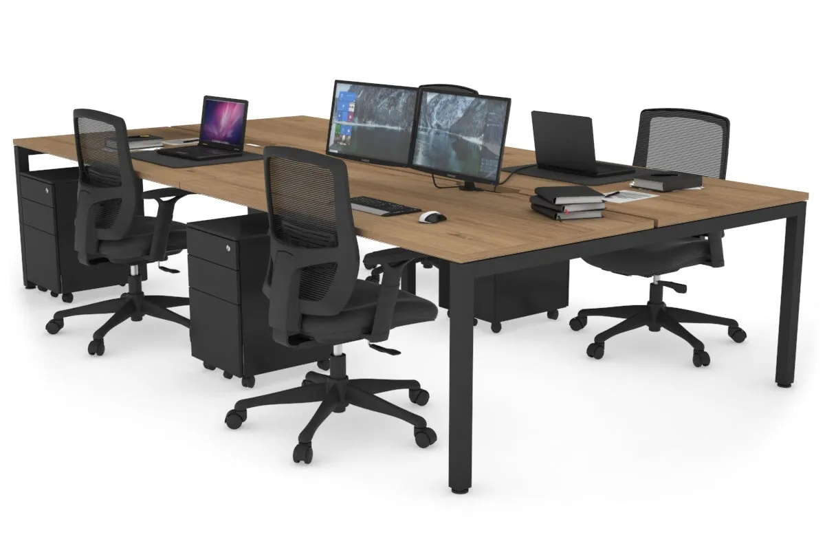 Quadro Square Legs 4 Person Office Workstation [1800L x 800W with Cable Scallop]