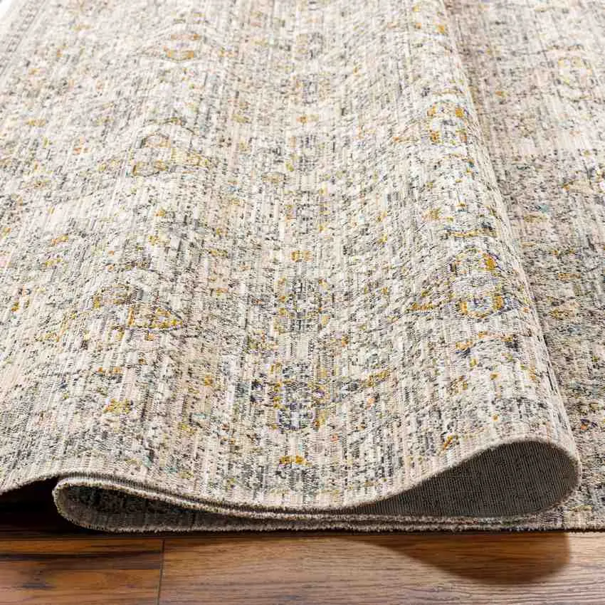 Radha Traditional Dark Olive/Ivory Washable Area Rug