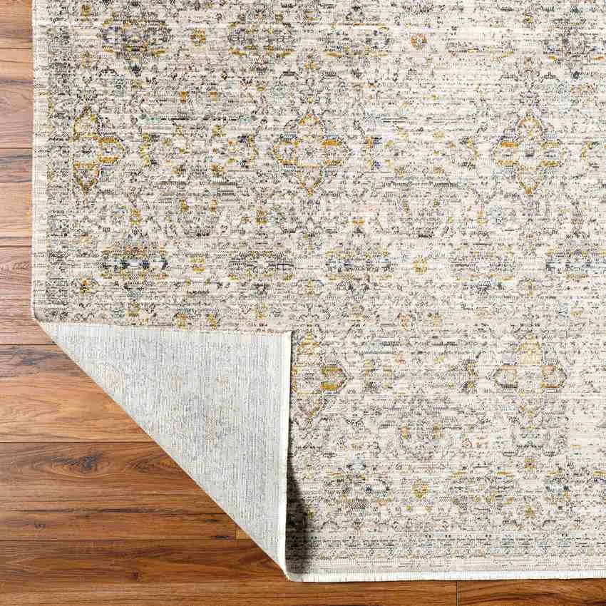Radha Traditional Dark Olive/Ivory Washable Area Rug