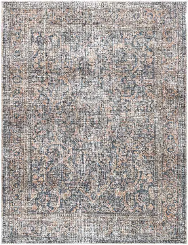 Ramin Traditional Denim Washable Area Rug