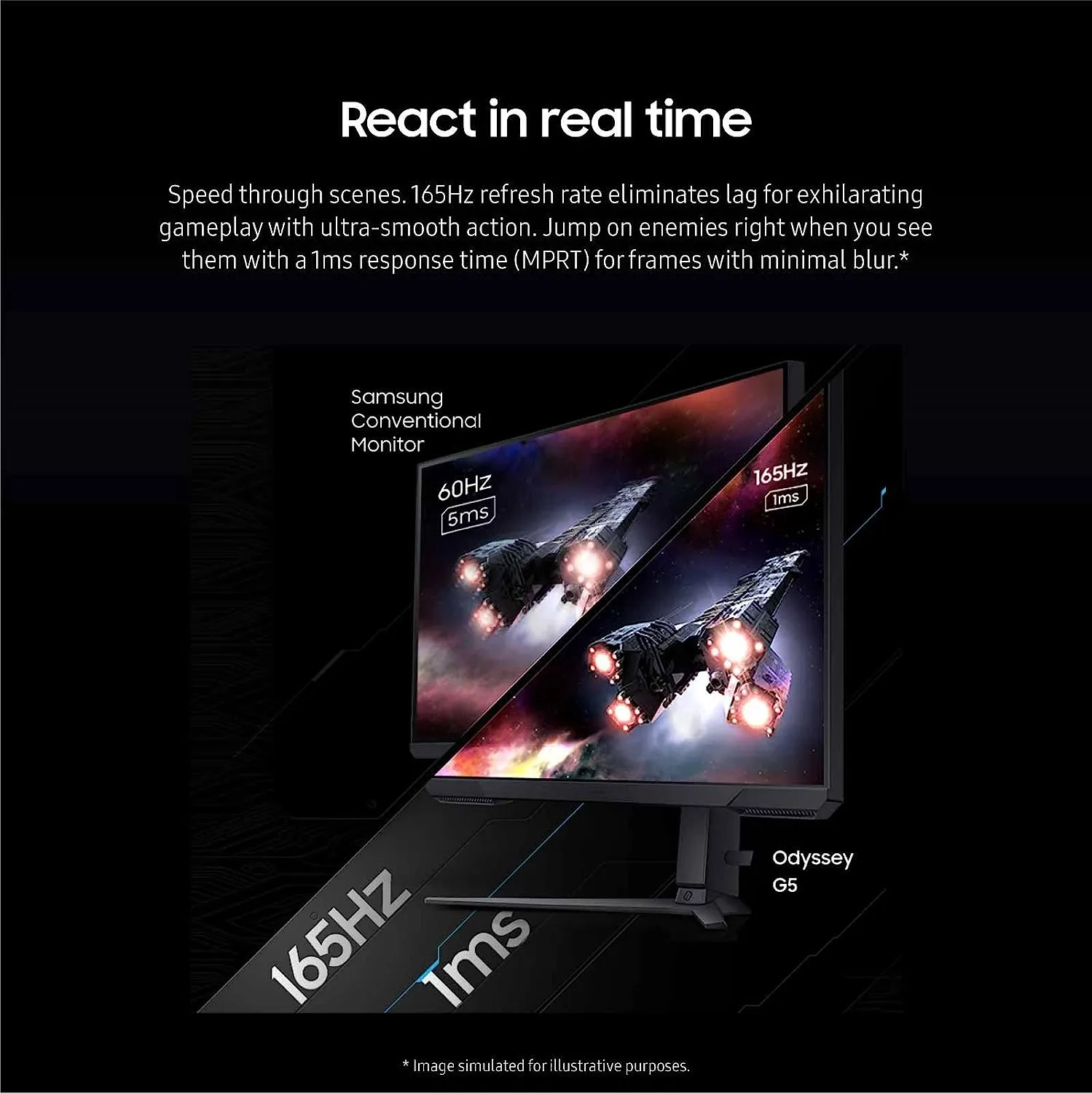 SAMSUNG Odyssey G5 QHD 165Hz VA HDR10 Gaming Monitor | FreeSync Premium | LS27CG510EEXXS (27") / LS32CG510EEXXS (32")