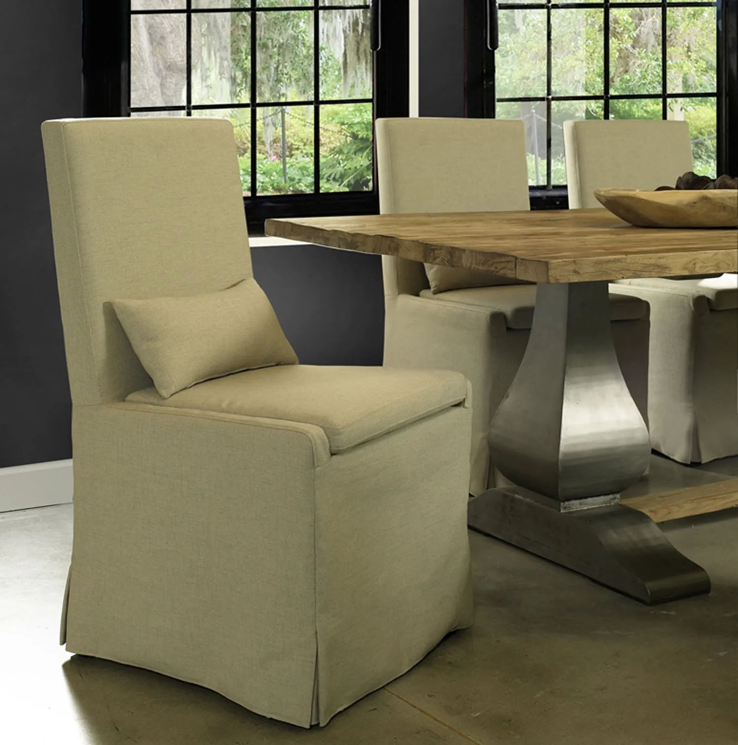 SANDSPUR BEACH DINING CHAIR W/ CASTERS- BRUSHED LINEN