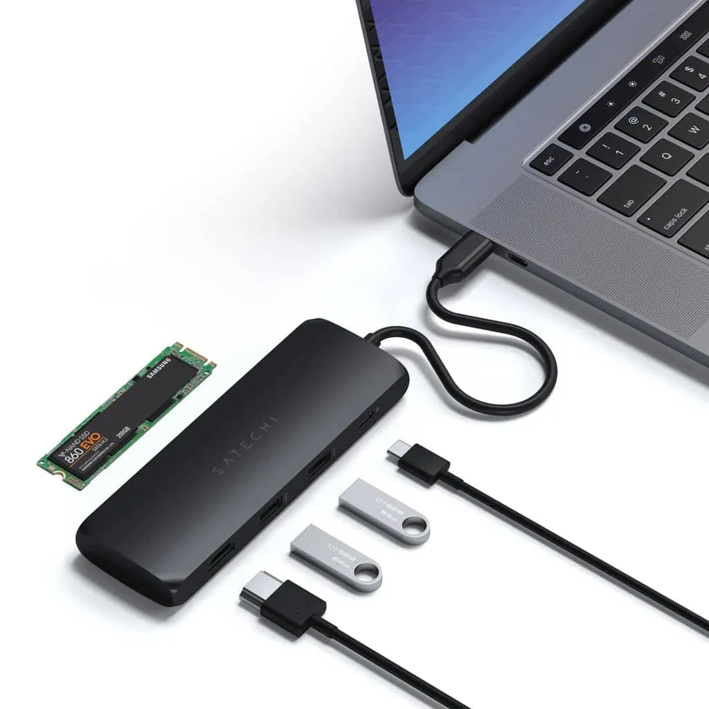 Satechi USB-C Hybrid Multiport Adapter with SSD Enclosure (Black)