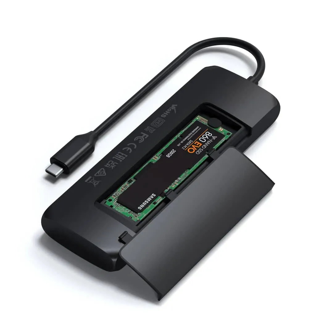 Satechi USB-C Hybrid Multiport Adapter with SSD Enclosure (Black)
