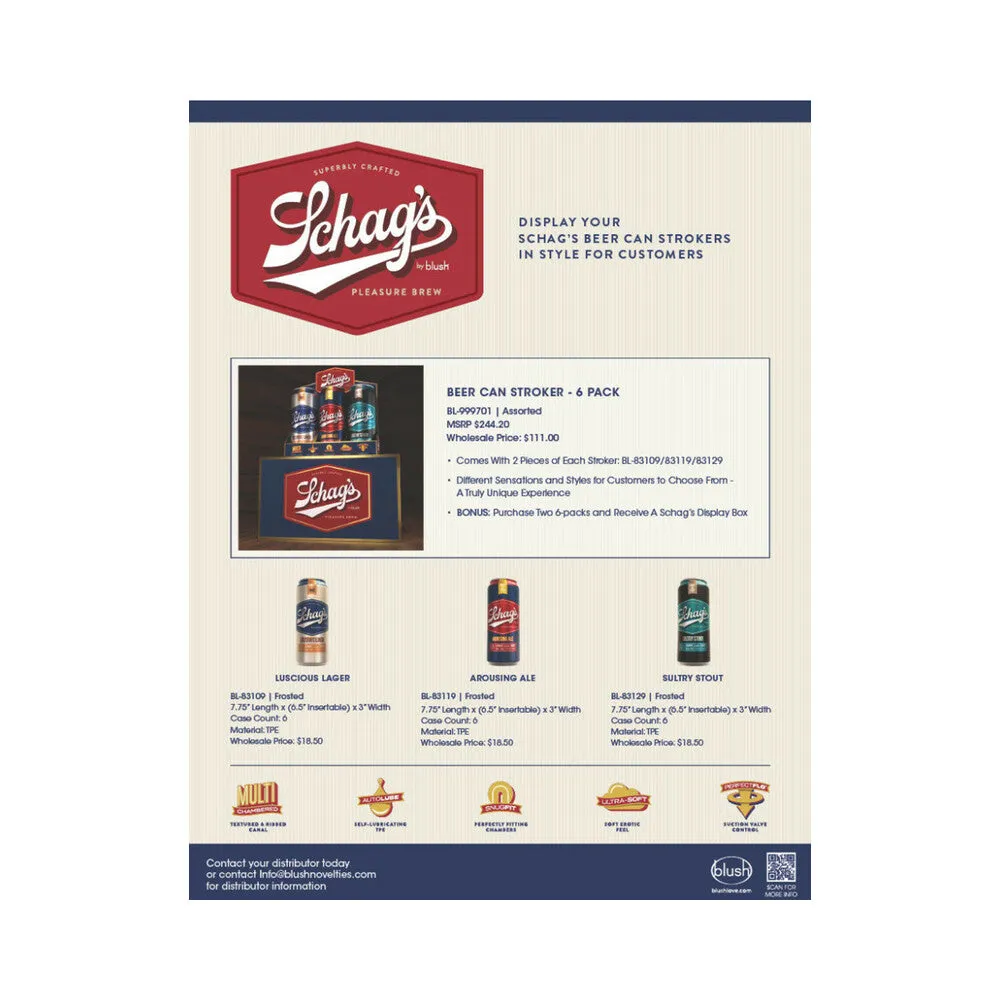 Schag's Beer Can Self-Lubricating Stroker 6-Pack Display Assorted (2 of each style)