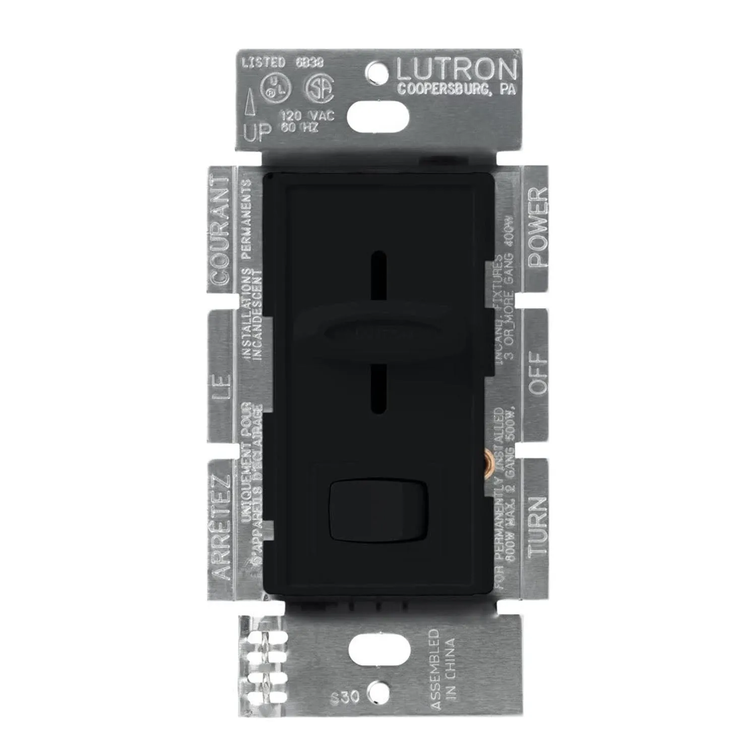 Skylark Contour Reverse-Phase ELV Dimmer, 3-Way, 250W LED/500W ELV, Neutral Required, Black