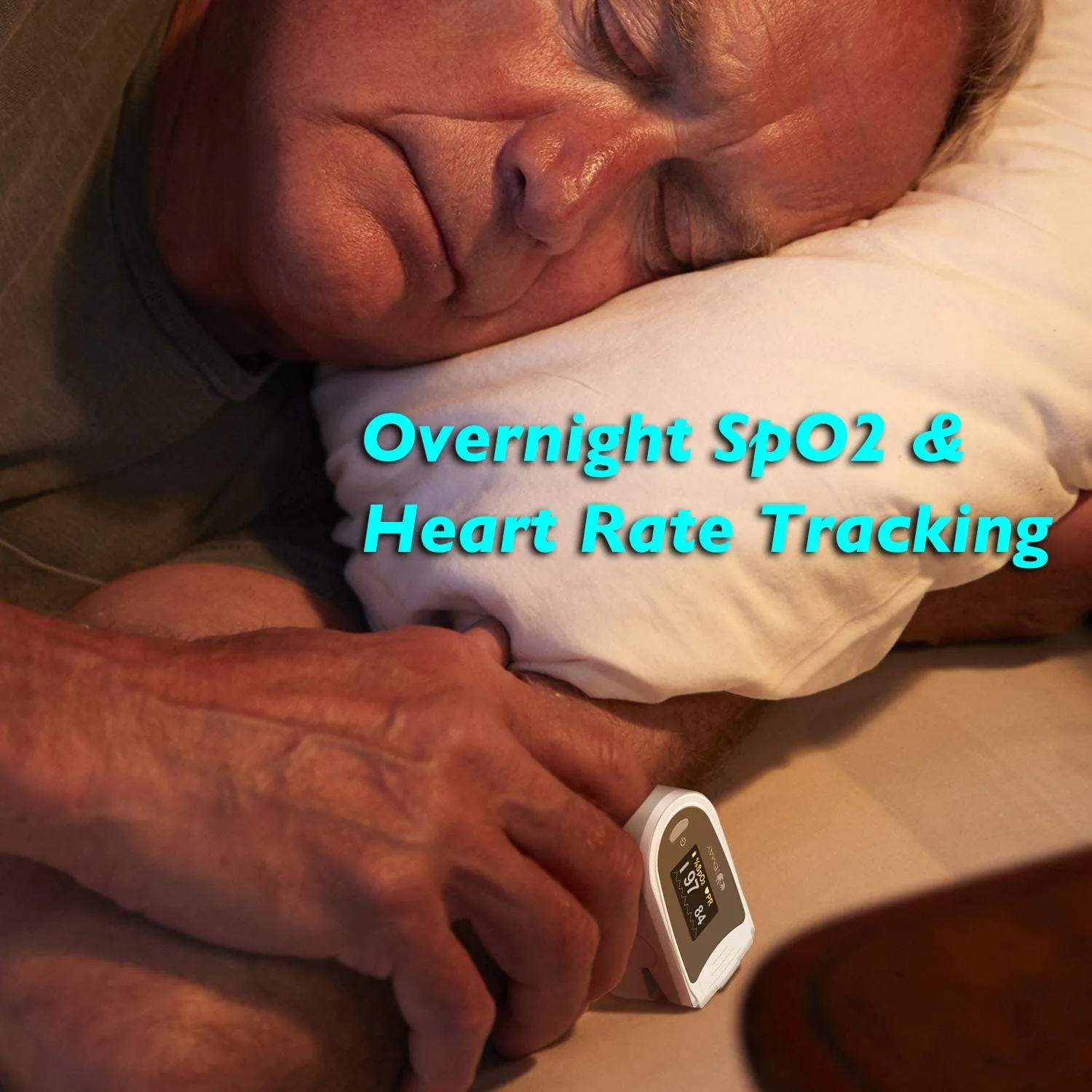 Sleep Oxygen Monitor with App for iPhone & Android | Track Overnight & Continuous Blood Oxygen Saturation Level & Heart Rate