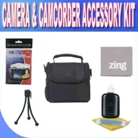 SLR Deluxe Soft Medium Camera and Video Bag   LCD screen Protectors   Table Size Tripod   Zing Micro Fiber Cleaning Cloth  Camera/Video Cleaning Accessory Kit!!!