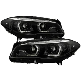 Spyder BMW F10 11-13 SEQ U-Shape Headlights Black OEM AFS/Xenon