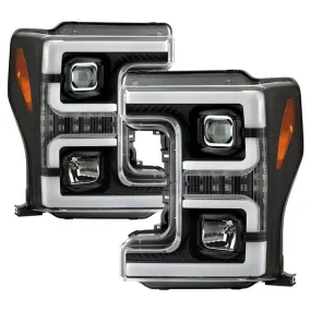 Spyder F250 F350 F450 Super Duty 17-18 SEQ Headlights Black