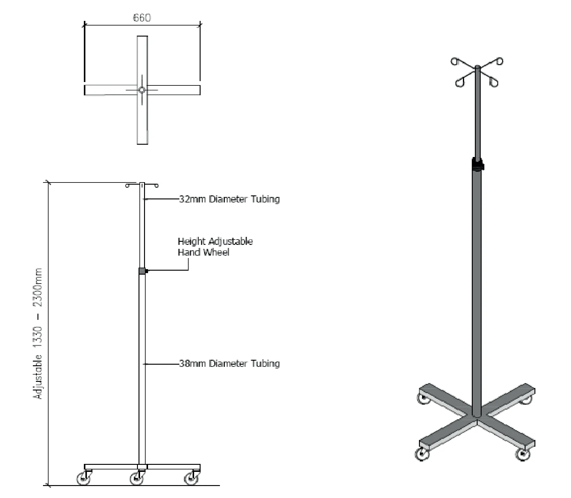 Stainless Steel IV Pole