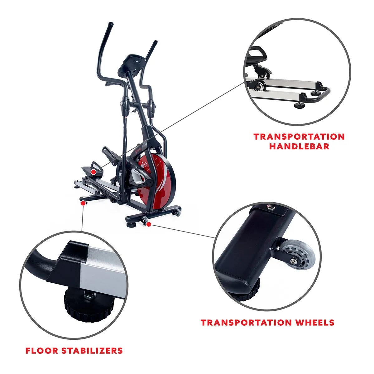 Sunny Strength™ Stride Elliptical Machine Magnetic Fitness w/ Device Holder, LCD Monitor and Heart Rate Monitoring