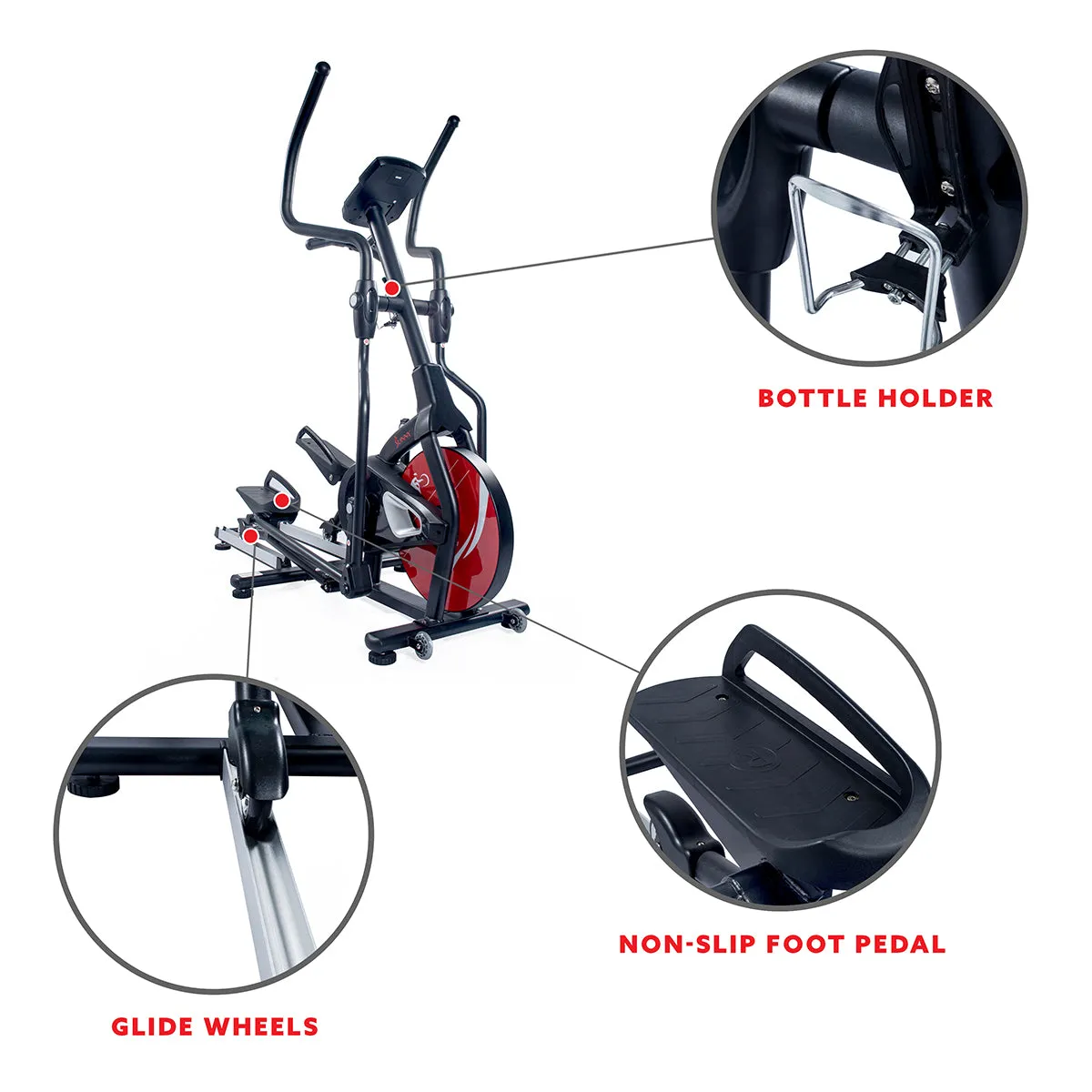 Sunny Strength™ Stride Elliptical Machine Magnetic Fitness w/ Device Holder, LCD Monitor and Heart Rate Monitoring