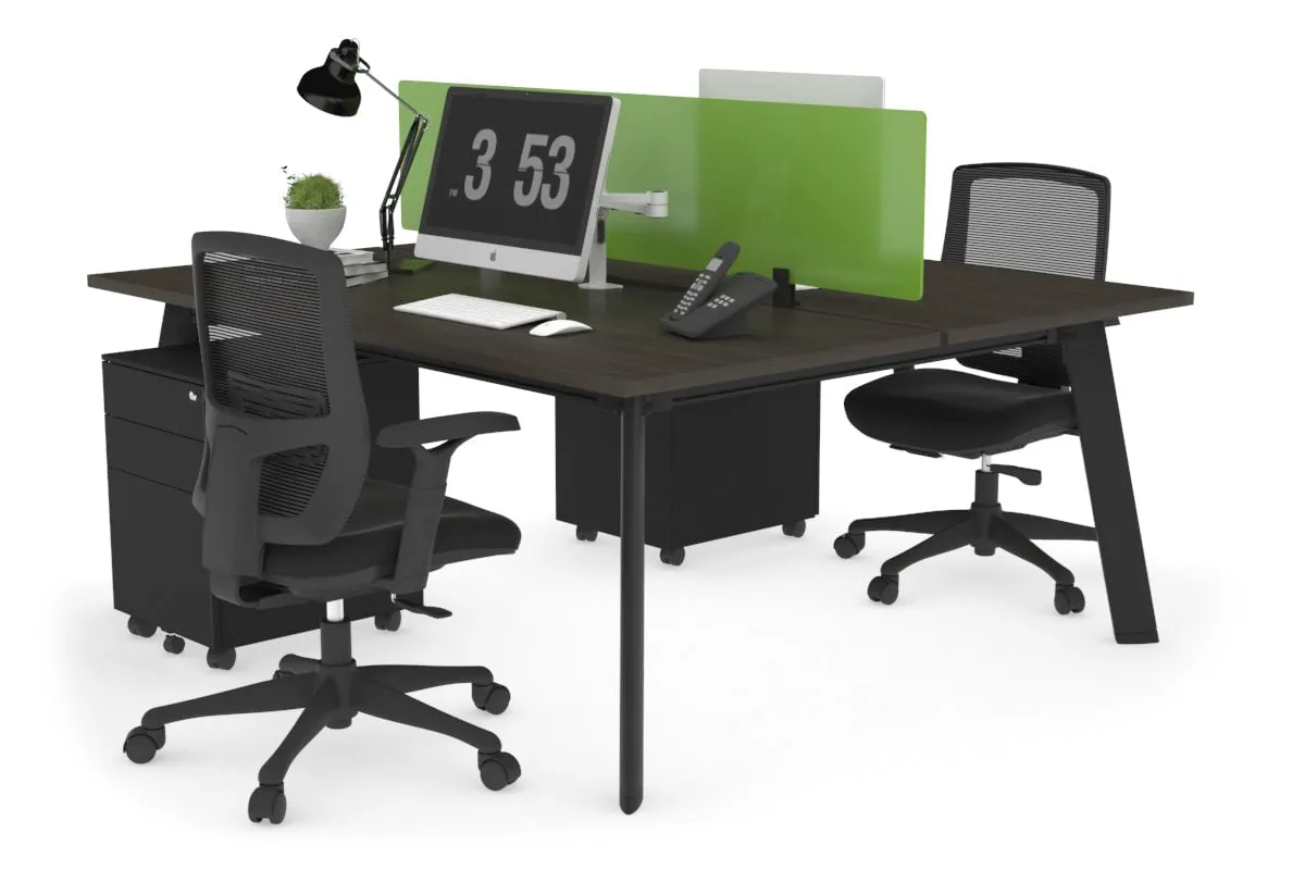 Switch - 2 Person Workstation Black Frame [1400L x 800W with Cable Scallop]