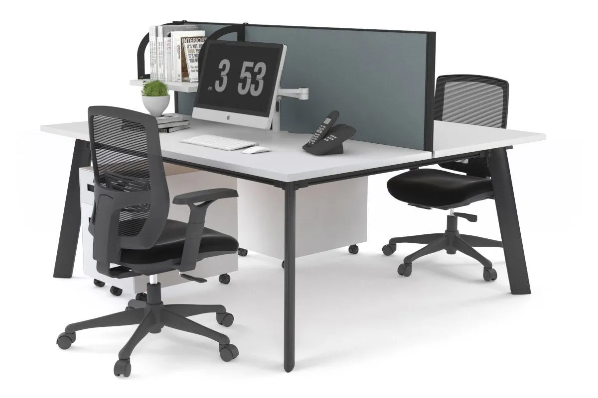 Switch - 2 Person Workstation Black Frame [1400L x 800W with Cable Scallop]