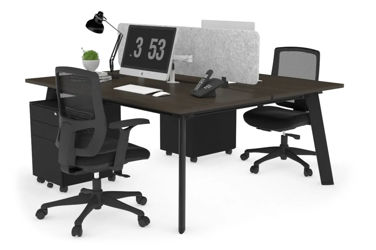 Switch - 2 Person Workstation Black Frame [1400L x 800W with Cable Scallop]
