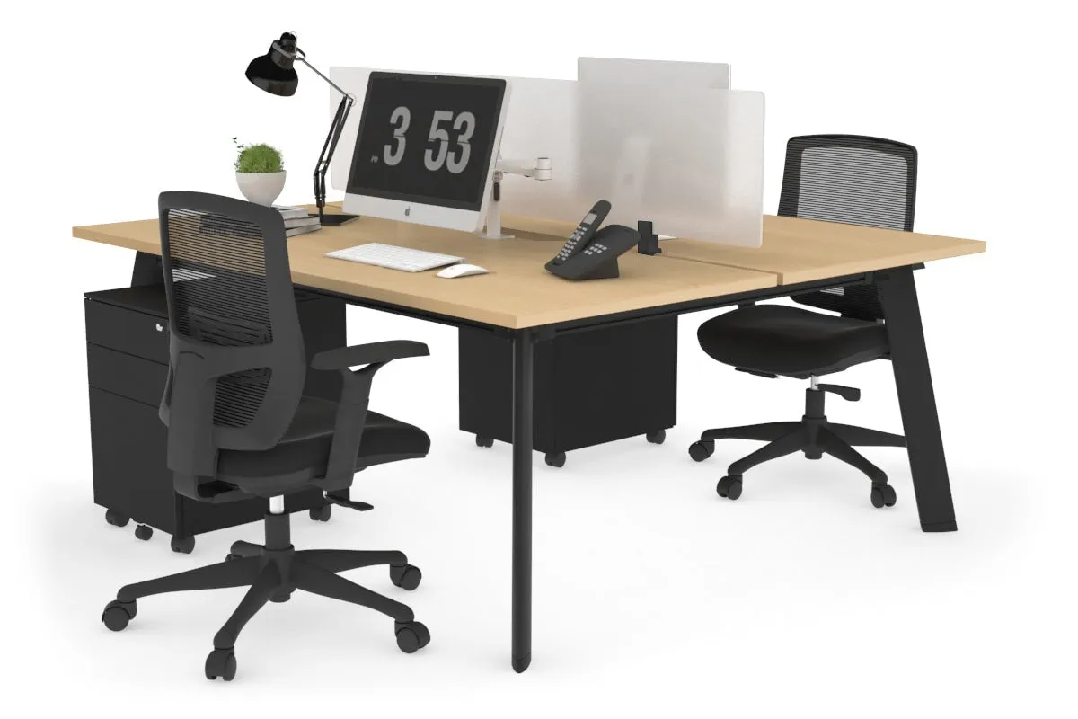 Switch - 2 Person Workstation Black Frame [1400L x 800W with Cable Scallop]