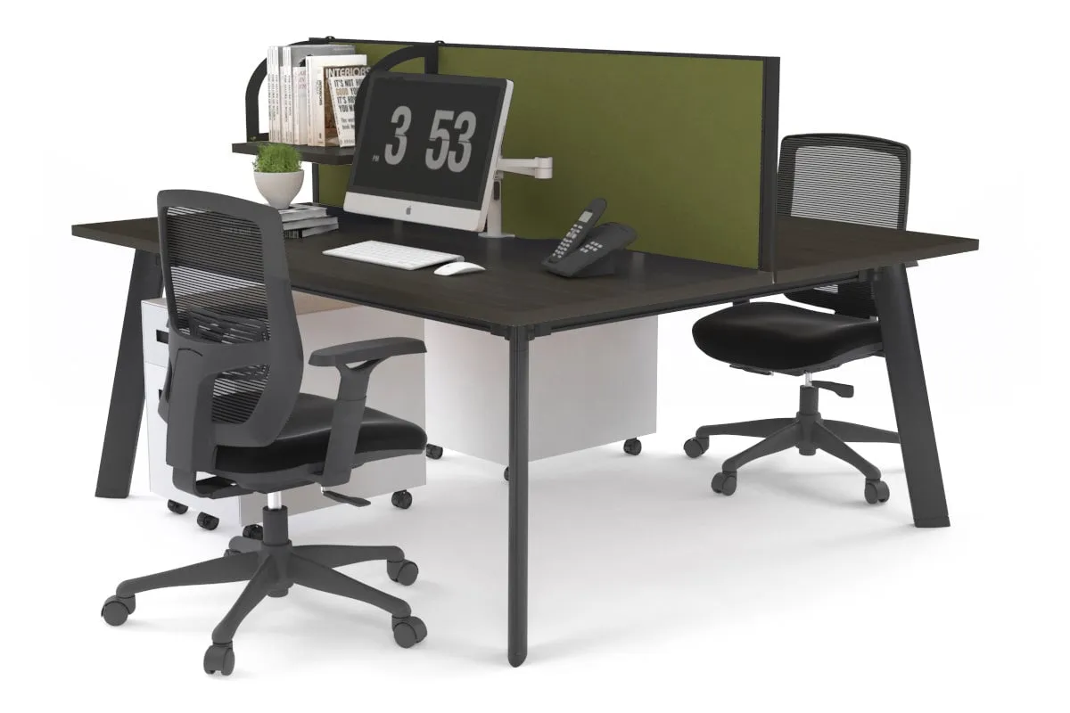 Switch - 2 Person Workstation Black Frame [1400L x 800W with Cable Scallop]