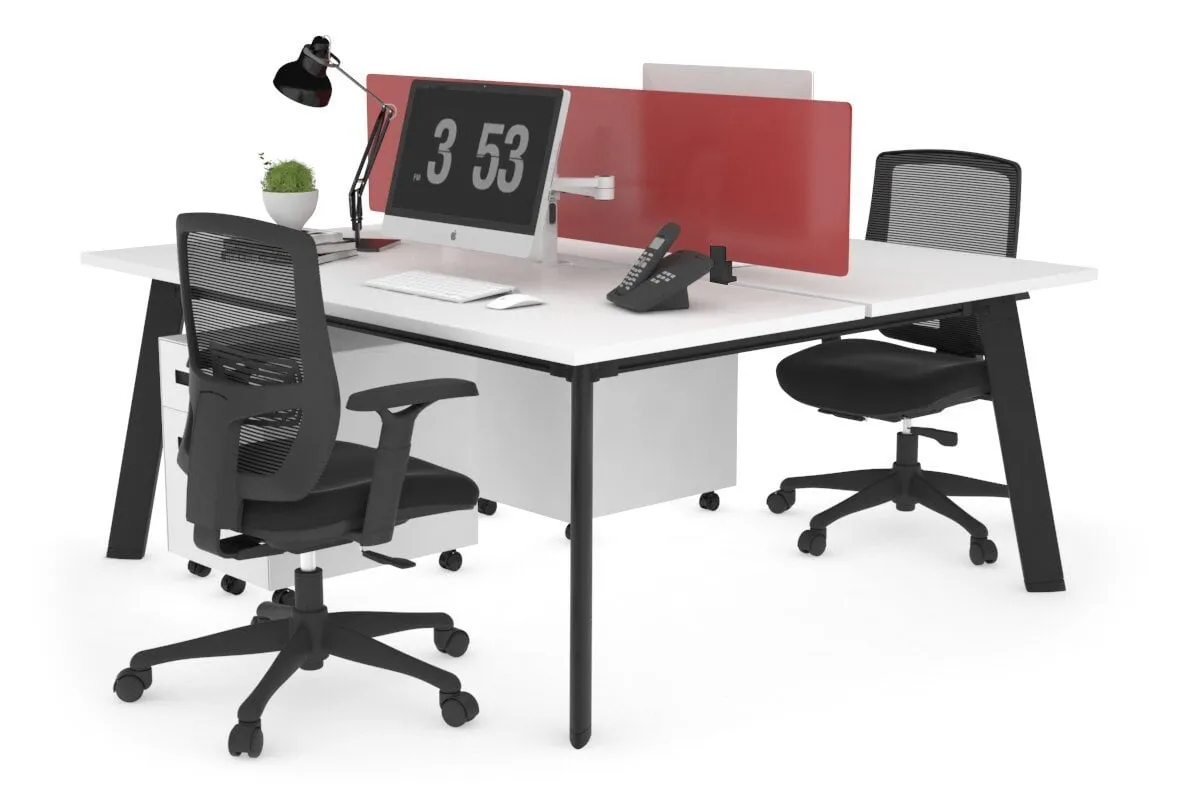 Switch - 2 Person Workstation Black Frame [1400L x 800W with Cable Scallop]