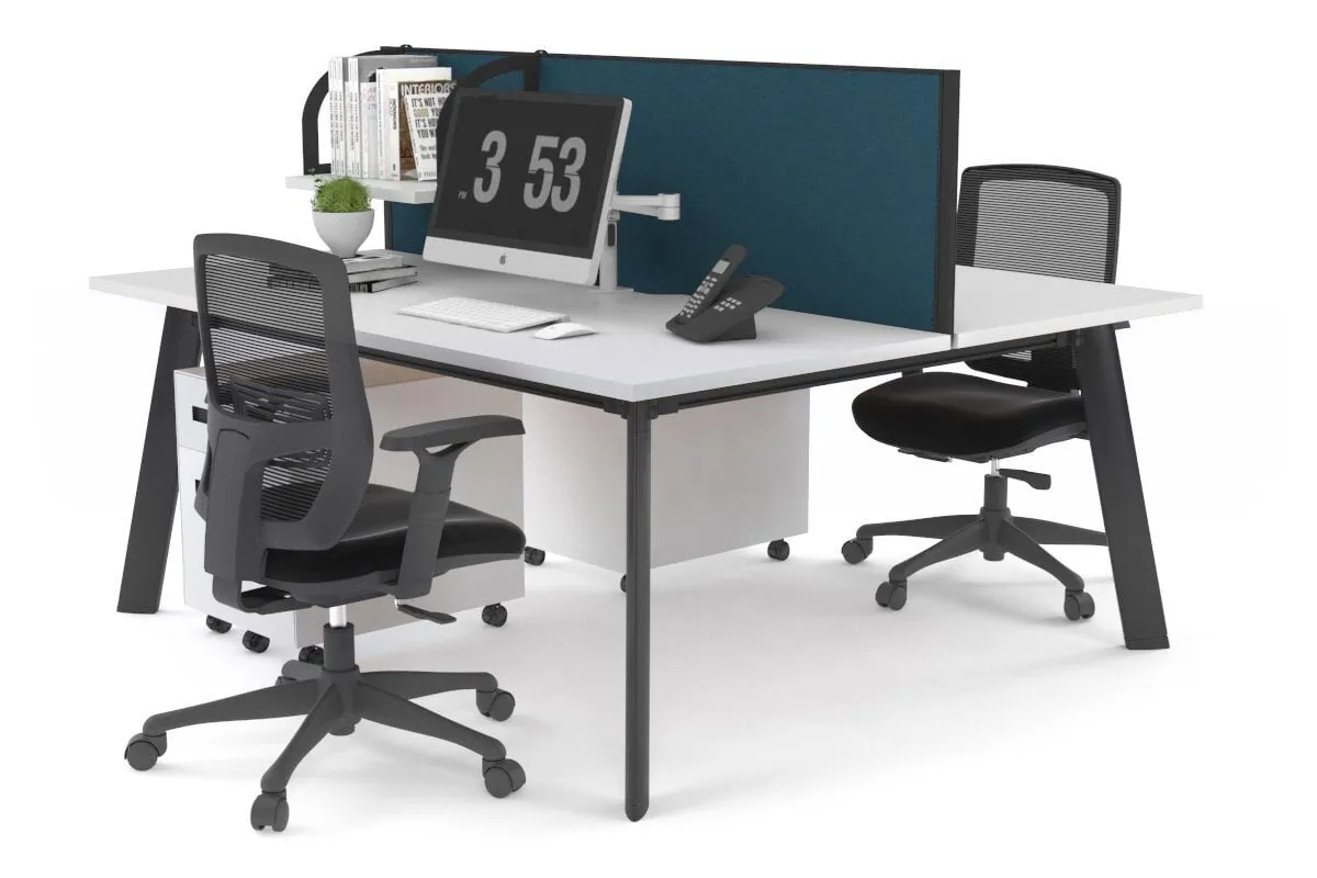Switch - 2 Person Workstation Black Frame [1400L x 800W with Cable Scallop]