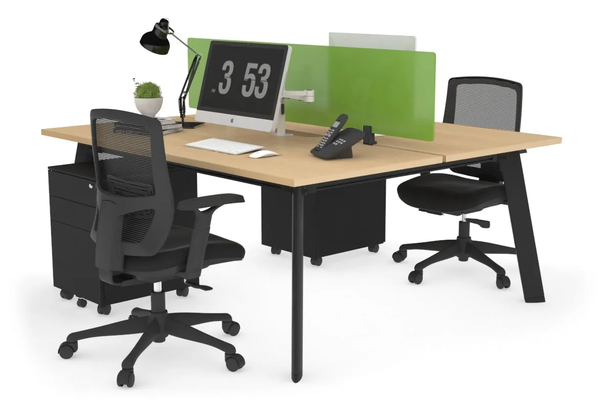 Switch - 2 Person Workstation Black Frame [1400L x 800W with Cable Scallop]