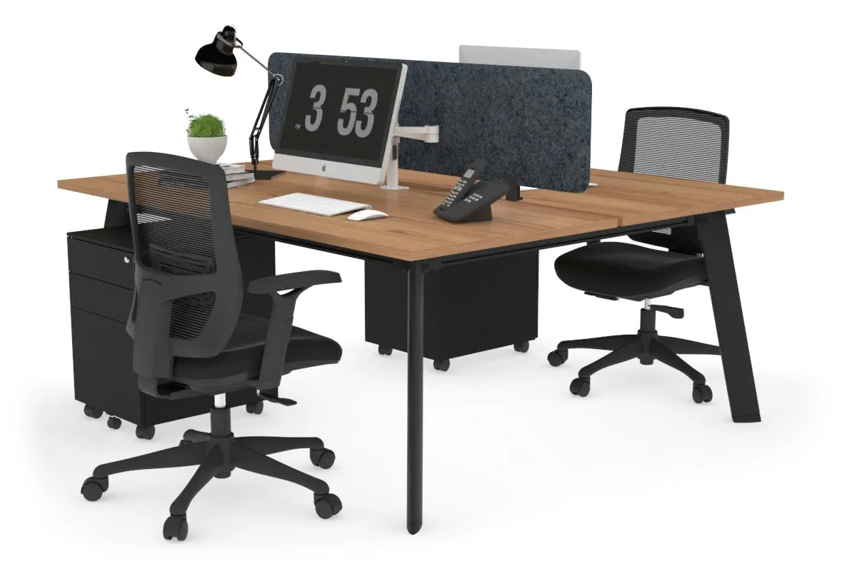 Switch - 2 Person Workstation Black Frame [1400L x 800W with Cable Scallop]