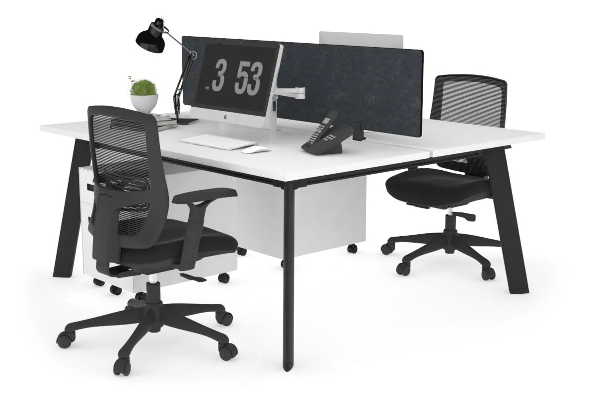 Switch - 2 Person Workstation Black Frame [1400L x 800W with Cable Scallop]