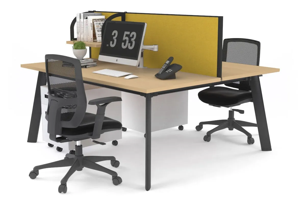 Switch - 2 Person Workstation Black Frame [1400L x 800W with Cable Scallop]