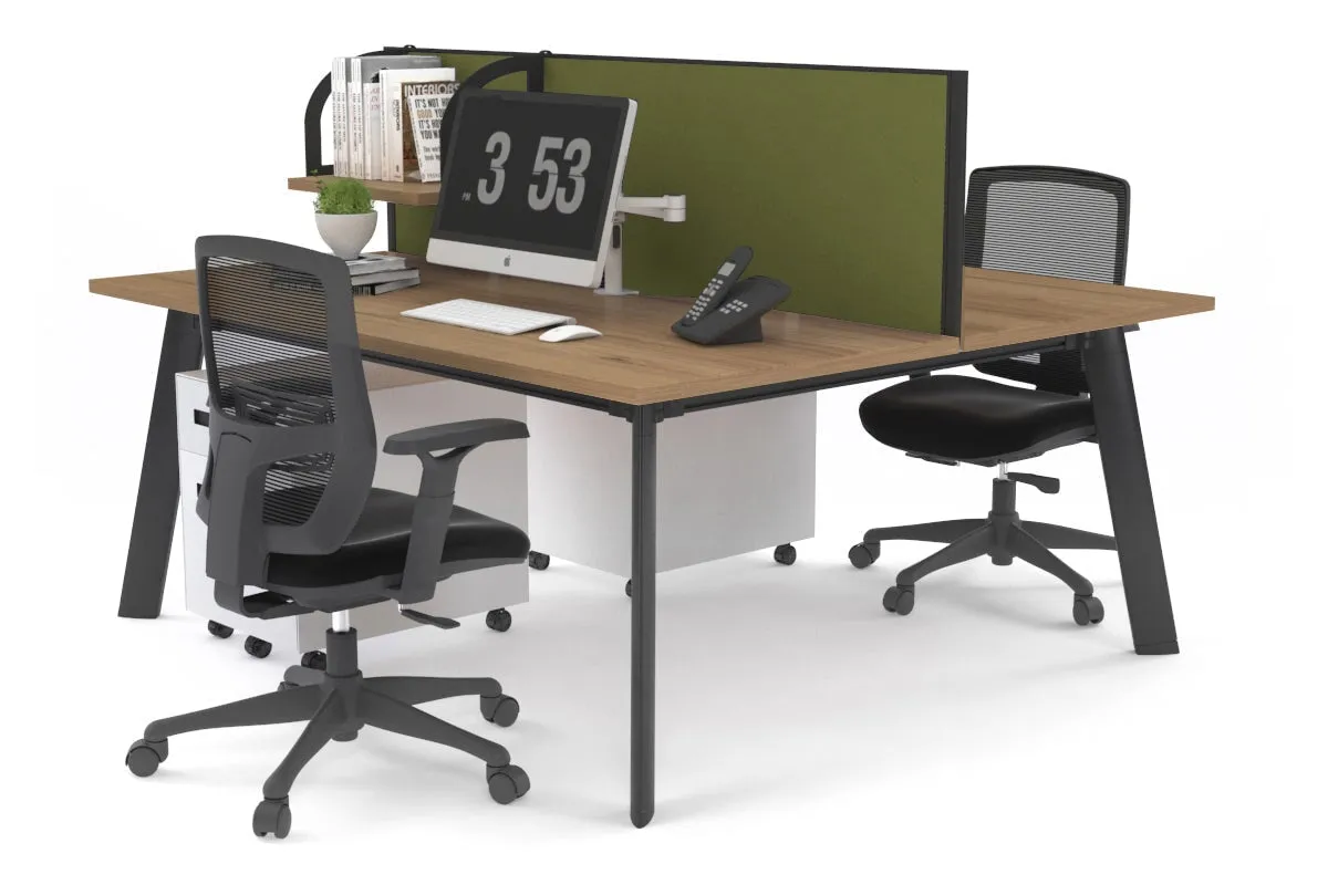 Switch - 2 Person Workstation Black Frame [1400L x 800W with Cable Scallop]