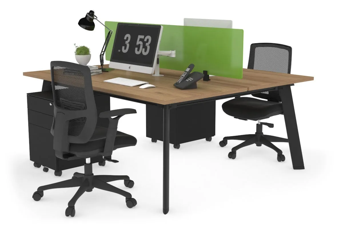 Switch - 2 Person Workstation Black Frame [1400L x 800W with Cable Scallop]
