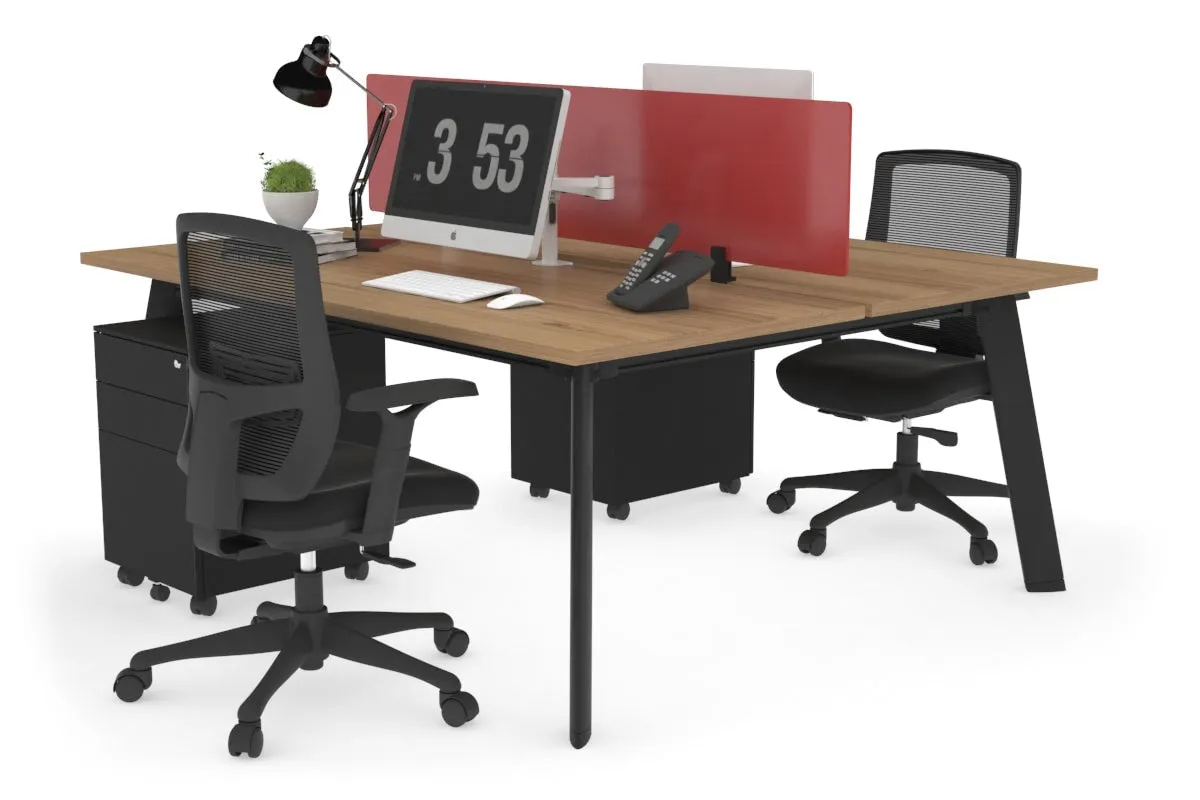 Switch - 2 Person Workstation Black Frame [1400L x 800W with Cable Scallop]