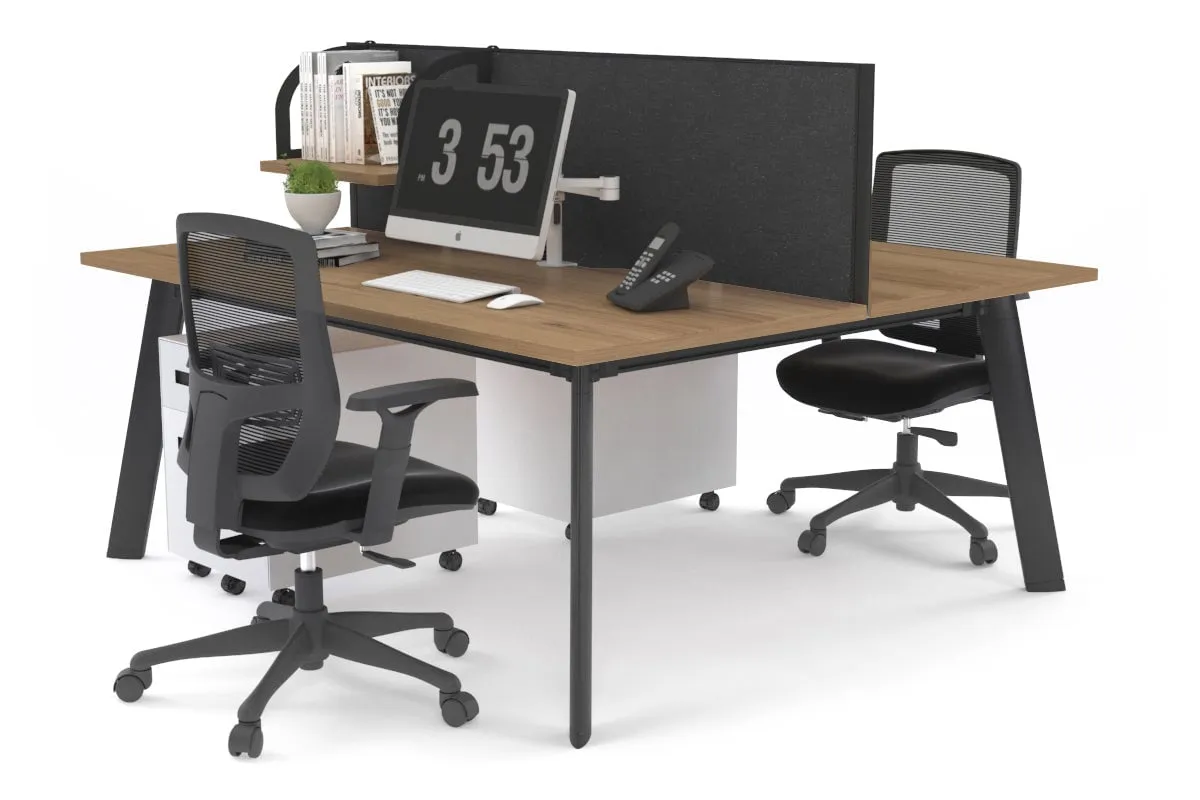 Switch - 2 Person Workstation Black Frame [1400L x 800W with Cable Scallop]