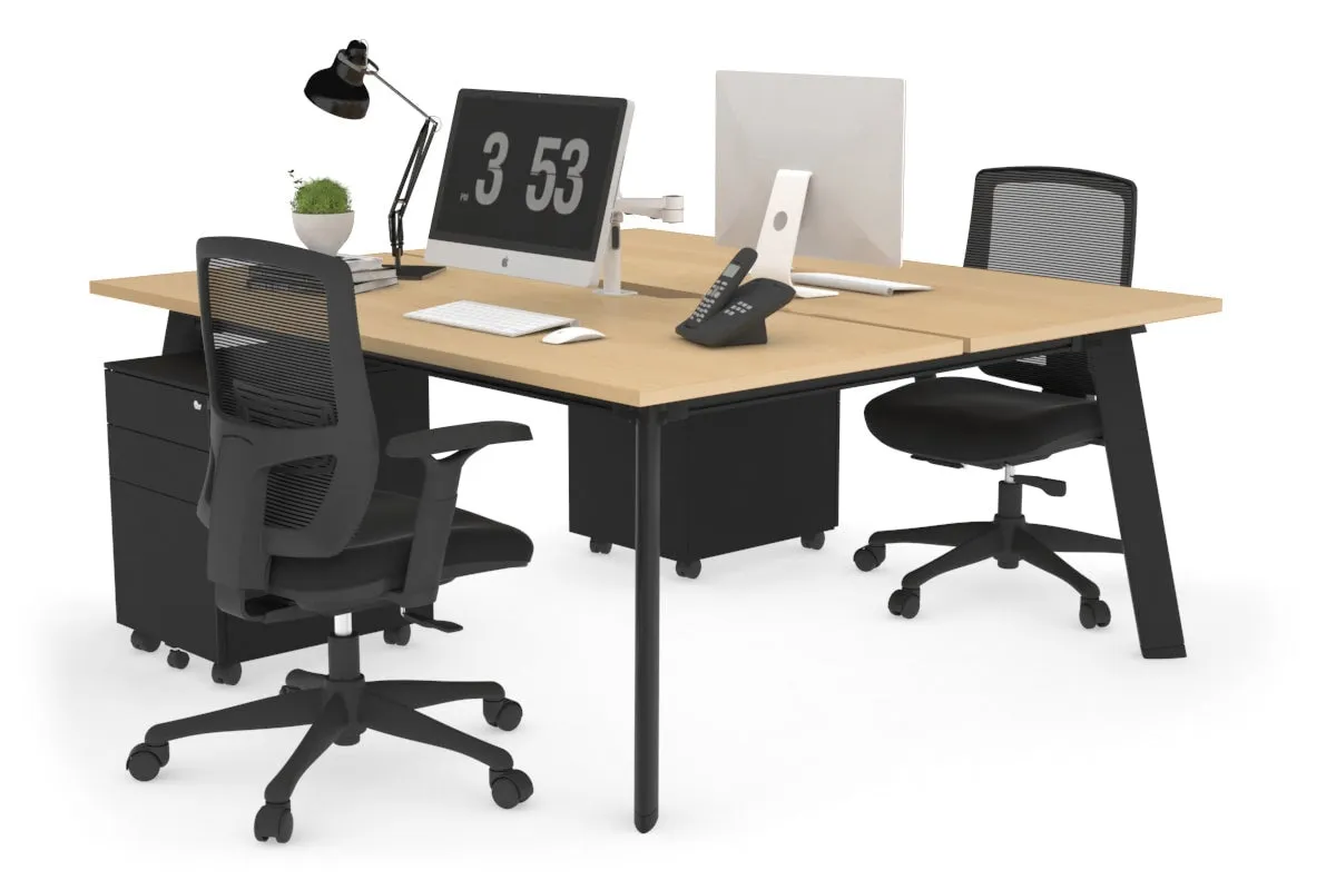 Switch - 2 Person Workstation Black Frame [1400L x 800W with Cable Scallop]
