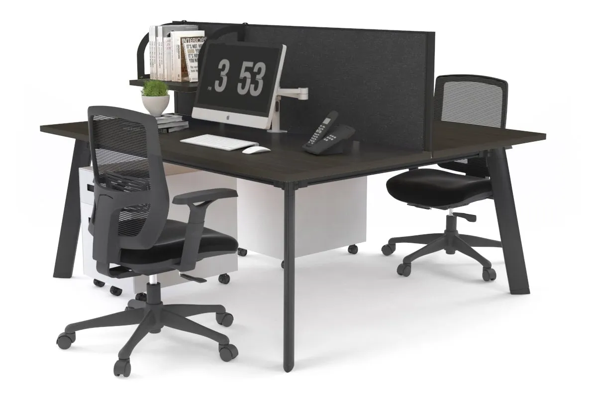 Switch - 2 Person Workstation Black Frame [1400L x 800W with Cable Scallop]
