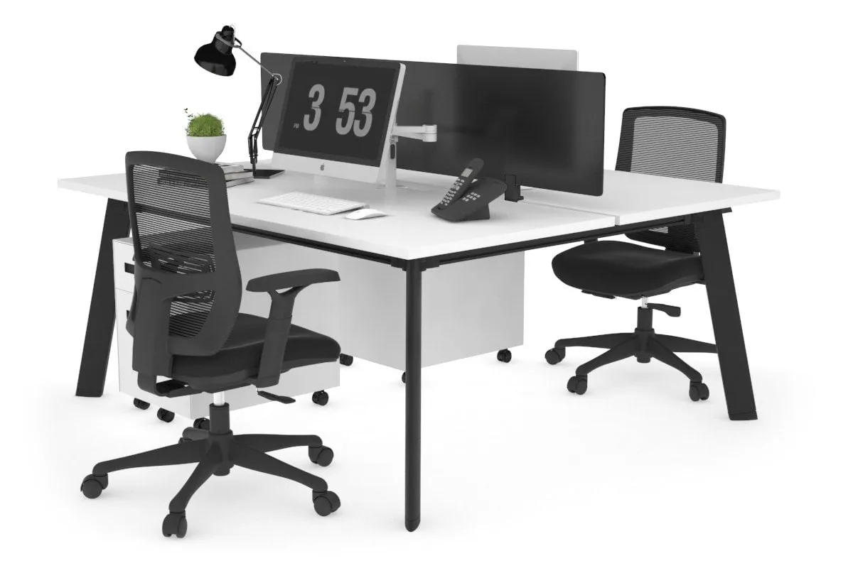 Switch - 2 Person Workstation Black Frame [1400L x 800W with Cable Scallop]